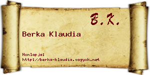 Berka Klaudia névjegykártya
